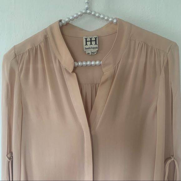 Haute Hippie Silk Georgette Blouse In Blush - Picture 3 of 11